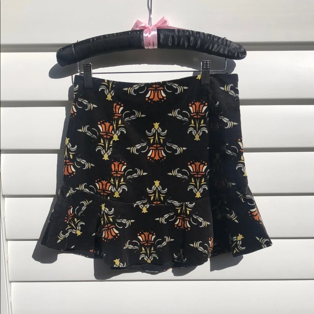 Free People Black and Orange Ruffled Mini Skirt - Picture 3 of 10